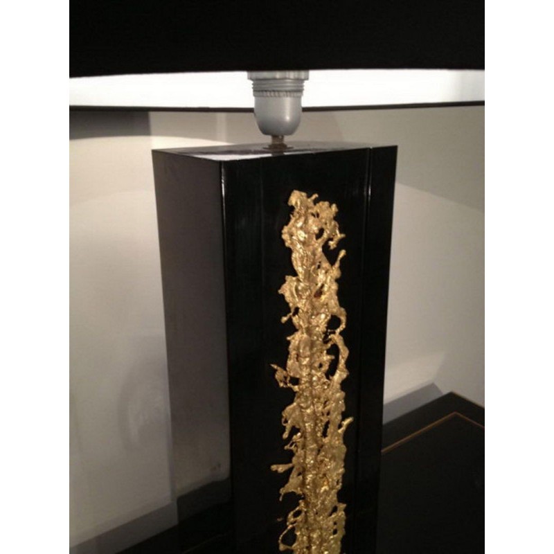 Lampe laquée noire et élément en bronze