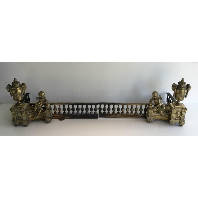 Paire de chenets en bronze ciselé figurant