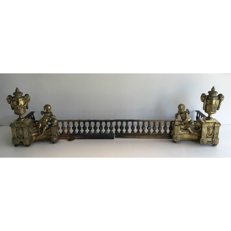 Paire de chenets en bronze ciselé figurant