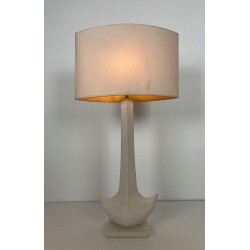 White Ceramic Table Lamp, L. Drummer, French Work, circa 1970