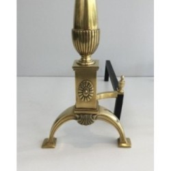 Paire De Chenets de Style Néoclassique En Bronze
