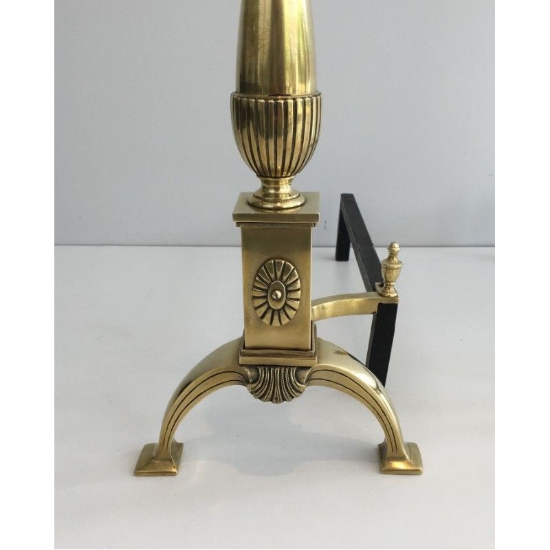 Paire De Chenets de Style Néoclassique En Bronze