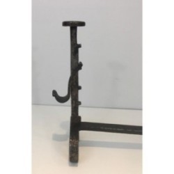 Paire de Chenets Crémaillère en Fer Forgé
