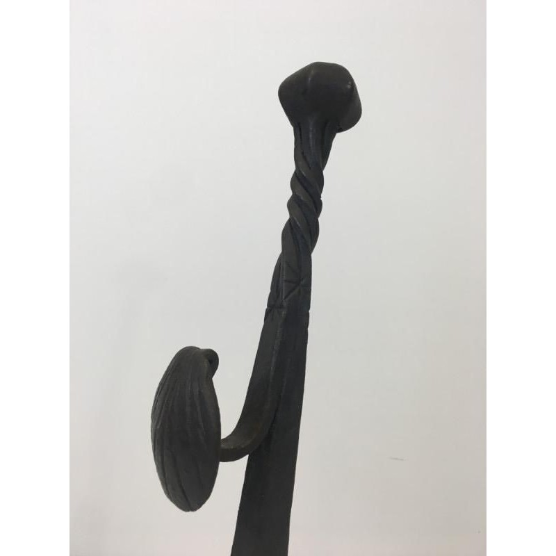 Paire de Chenets en Fer Forgé avec Double Barres