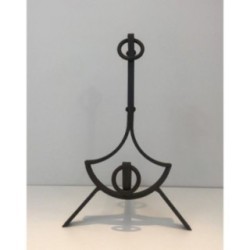 Paire de Chenets Modernistes en Fer forgé