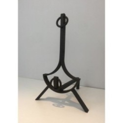 Paire de Chenets Modernistes en Fer forgé