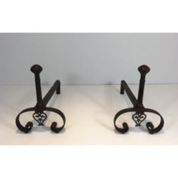 Paire de Chenets en fer Forgé