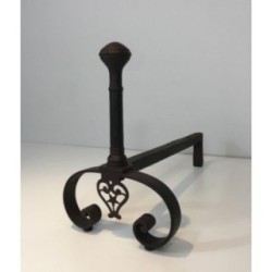 Paire de Chenets en fer Forgé