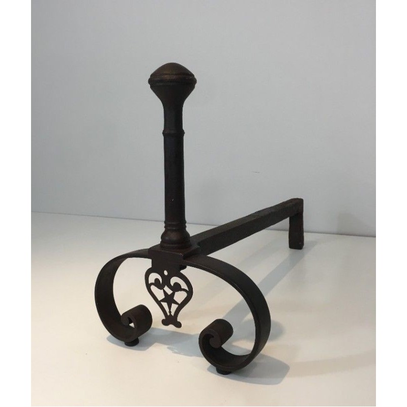Paire de Chenets en fer Forgé
