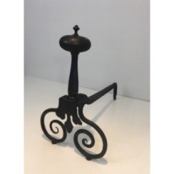 Paire de Chenets en Fer Forgé