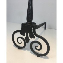 Paire de Chenets en Fer Forgé
