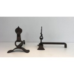 Paire de Chenets Modernistes en Fer Forgé
