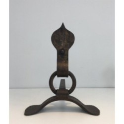 Paire de Chenets Modernistes en Fer Forgé