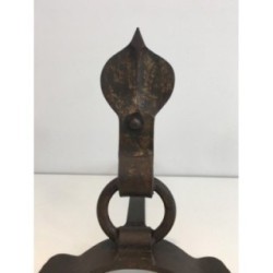 Paire de Chenets Modernistes en Fer Forgé