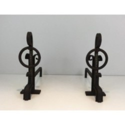 Paire de Chenets en Fer Forgé