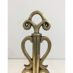 Paire de Chenets en Bronze et Fer Forgé