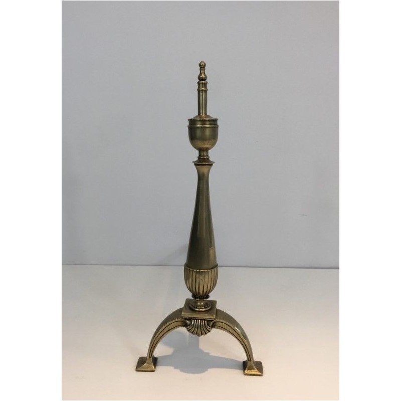 Paire de Chenets de Style Néoclassiques en Laiton et Fer Forgé