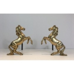 Paire de chenets chevaux