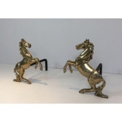 Paire de chenets chevaux
