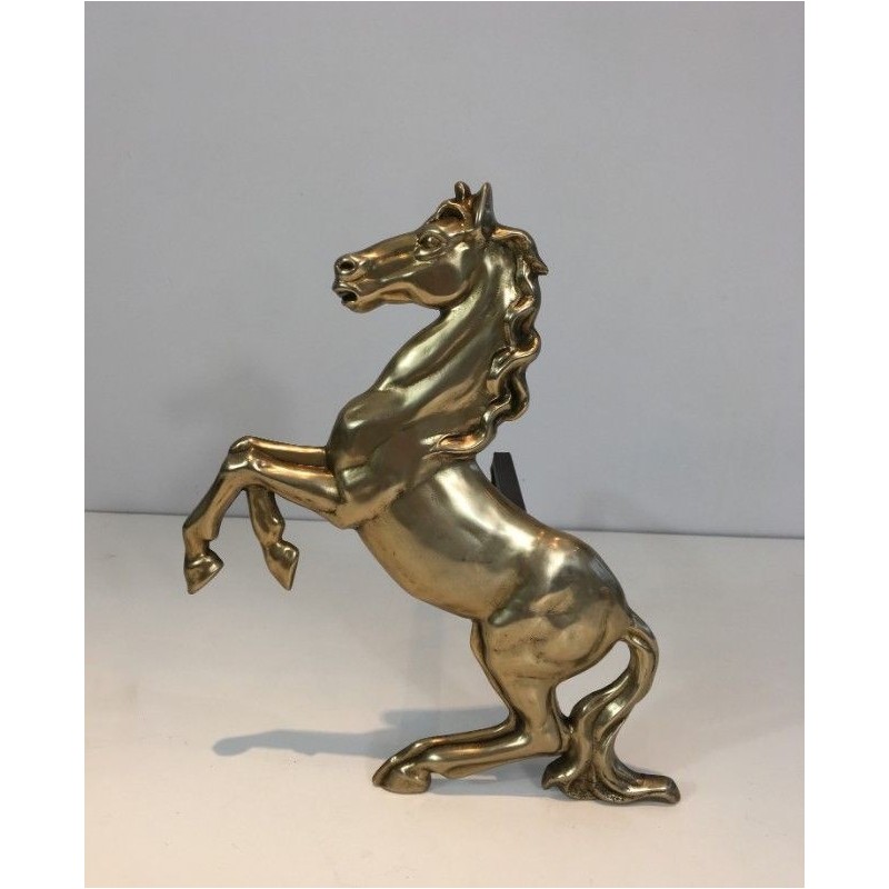 Paire de chenets chevaux