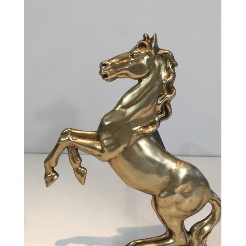 Paire de chenets chevaux