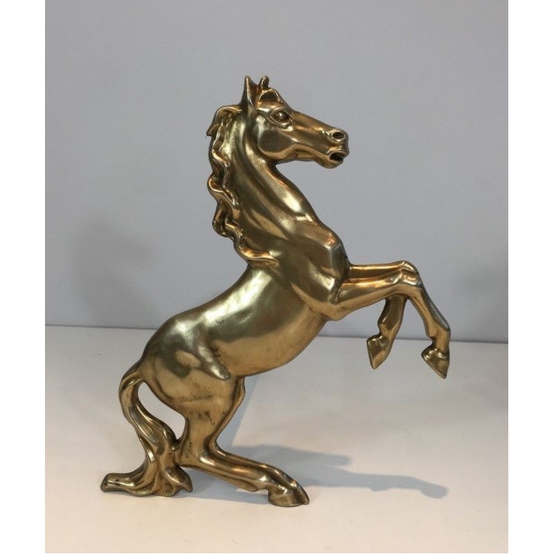 Paire de chenets chevaux