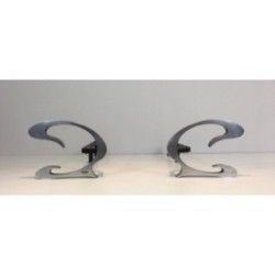 Paire de Chenets Design en Acier Brossé et Fer Forgé - Jean-Paul Créations