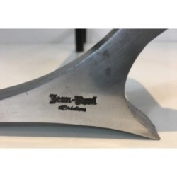 Paire de Chenets Design en Acier Brossé et Fer Forgé - Jean-Paul Créations