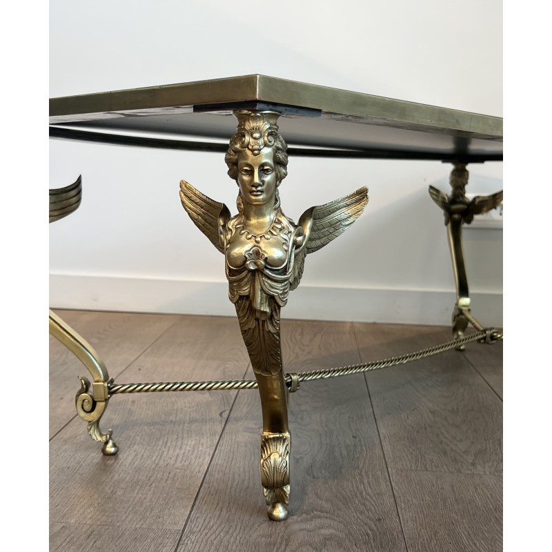 Sphinxes Coffee Table Bronze Venere Mirror 1970 - Modern Eye Gallery