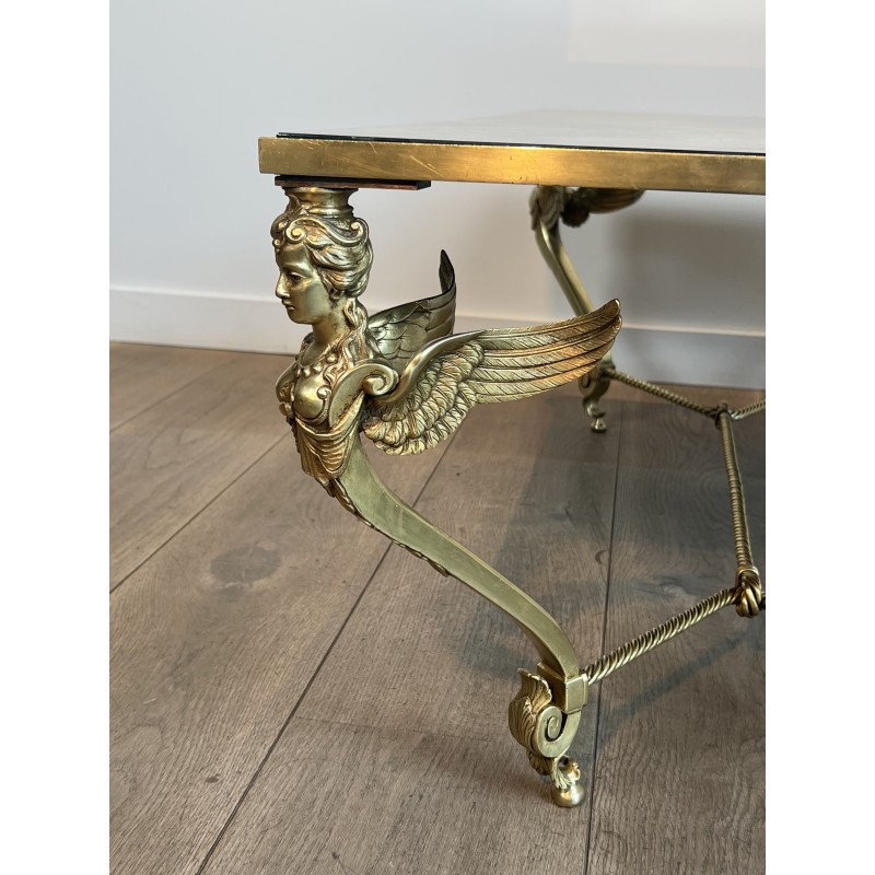 Sphinxes Coffee Table Bronze Venere Mirror 1970 - Modern Eye Gallery