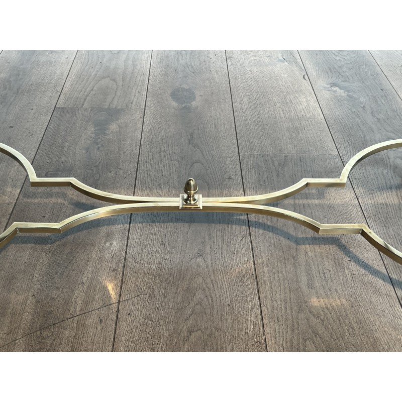 Lacquered Chinese Decor Coffee Table Brass Base 1970 - Modern Eye Gallery