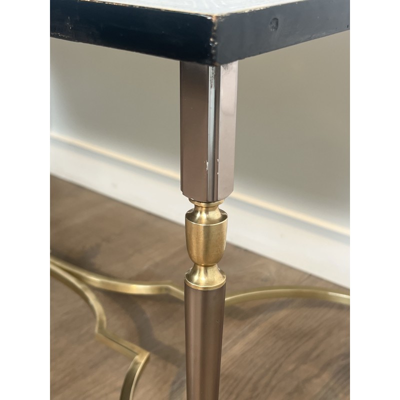 Lacquered Chinese Decor Coffee Table Brass Base 1970 - Modern Eye Gallery