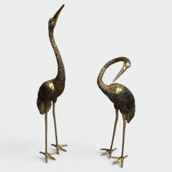 Pendant of Tall Birds in Chiseled Bronze. French work. Circa 1920
