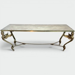 Sphinxes Coffee Table Bronze Venere Mirror 1970 - Modern Eye Gallery