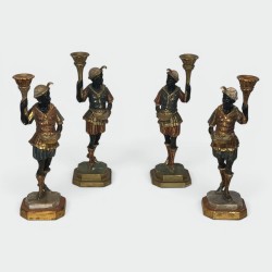 Set of 4 Venetian Blackamoor Torchieres | Mid-20th Century Antiques