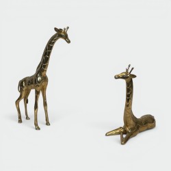 Pair of Polished Brass Giraffes | Vintage Sculpture 1970s