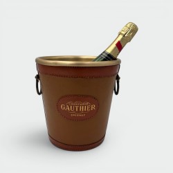 Leather Champagne Bucket Gauthier | Vintage Barware 1970s