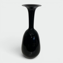 Large Black Porcelain Floor Vase | Minimalist Design 1970s-1980s