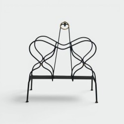 Black Metal & Brass Magazine Rack | Jacques Adnet 1950s