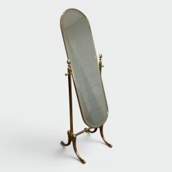 Brass Cheval Mirror Psyché | Vintage Neoclassical Standing Mirror
