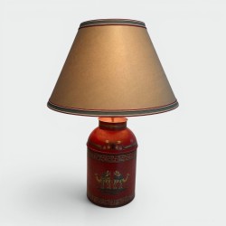Red Toleware Lamp Chinoiserie | 20th Century Tea Caddy Lamp