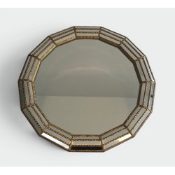 Octagonal Multi-Faceted Mirror Brass Garlands | 1970s