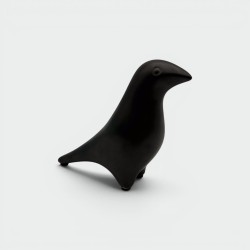 Minimalist Black Ceramic Bird | Georges Jouve Style 1950s