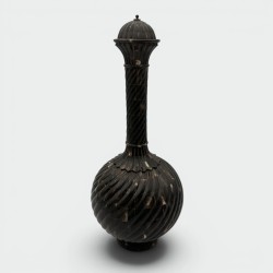 Large Ceremonial Bottle in Twisted Horn Veneer and Brass, 1980s