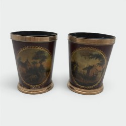 Antique Painted Tole Cache-Pots | 19th Century Planters