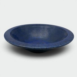 Brutalist Blue Ceramic Bowl 1960s | Signed Studio Pottery