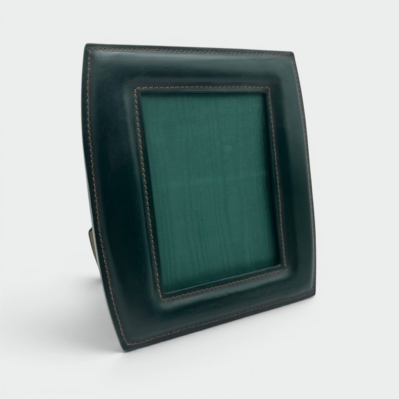 Green Leather Photo Frame, in the Style of Jacques Adnet, French Work, circa 1950