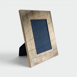 Gilt Brass Photo Frame with Engraved Striations, Circa 1970