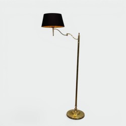 Floor Reading Lamp with Adjustable Arm in Gilt Brass, Neoclassical Style, Circa 1970