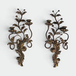 Two-Light Gilt Metal Sconces | Modern Eye Gallery